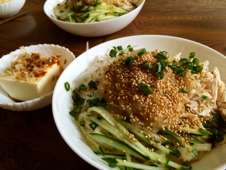 具だくさん冷やしおろしうどん、冷奴