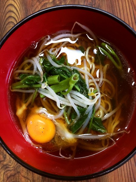 空芯菜炒め入り醤油ラーメン